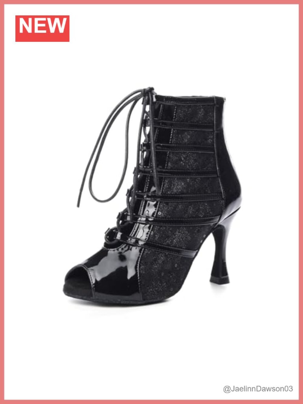 Women's Latin Dance Lace Up Open Toe Ankle Boots High Heel